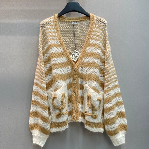 Loewe Anagram Wool-blend White/Camel Cardigan - Picture 6 of 13